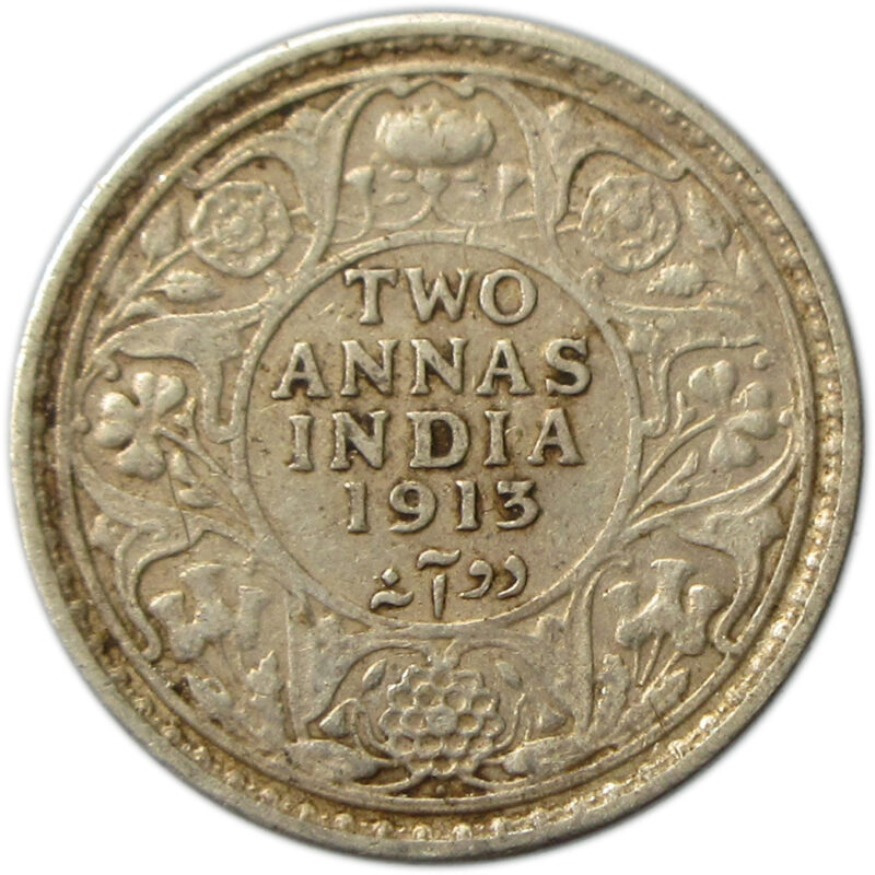 1913 Two Annas King George V Bombay Mint