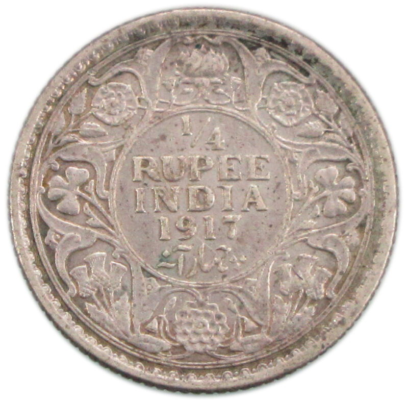 1917 1/4 Rupee King George V Calcutta Mint High Grade