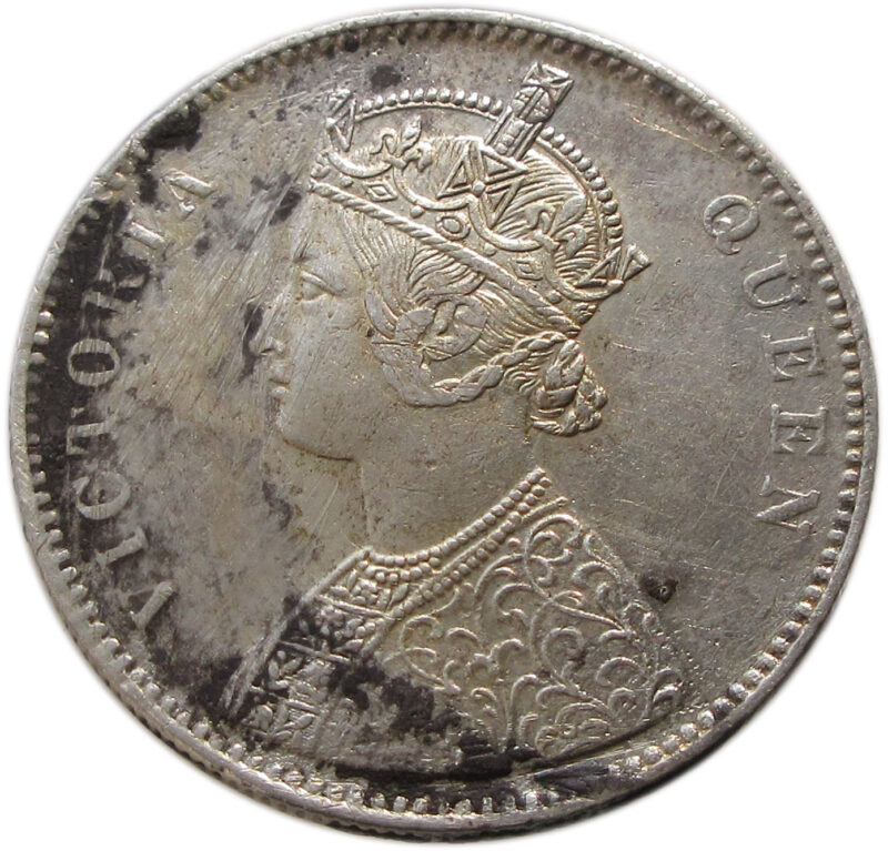 1862 1/1 Dots One Rupee Queen Victoria Bombay Mint Dotted Series Rare - Image 2