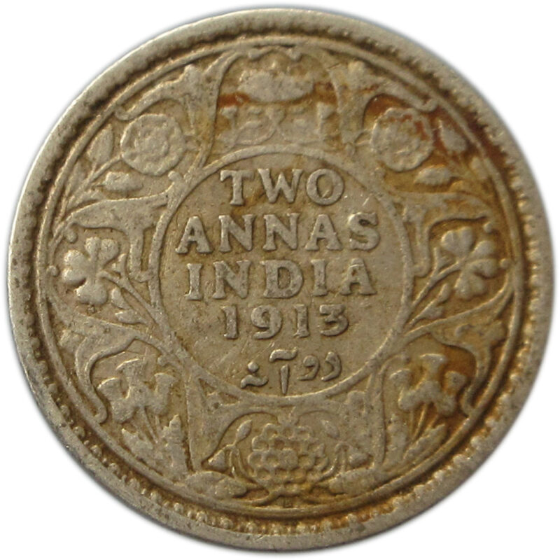 1913 Two Annas King George V Bombay Mint
