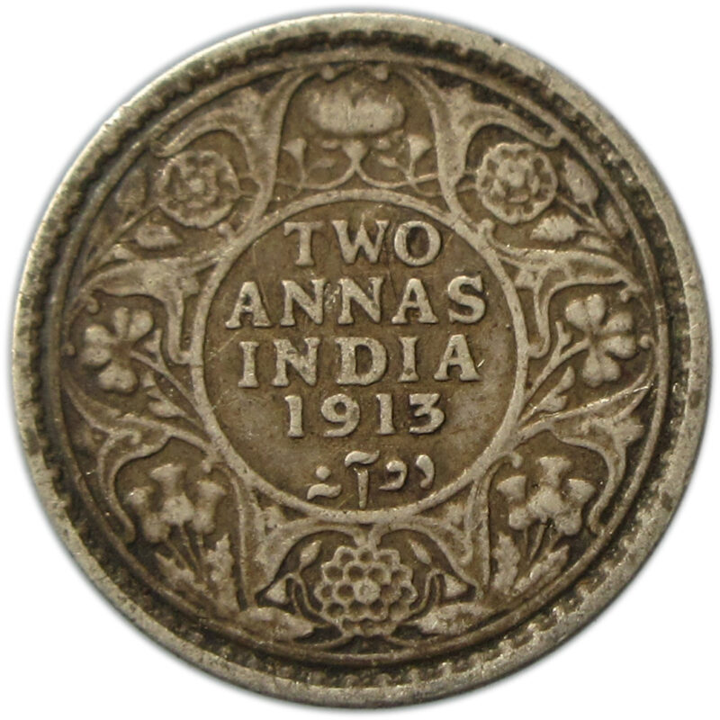 1913 Two Annas King George V Bombay Mint