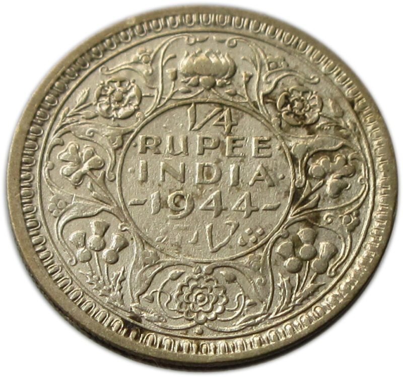 1944 Quarter Rupee King George VI Bombay Mint Diamond