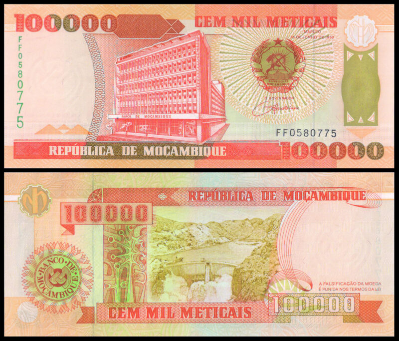 Mozambique 100000 Meticais Banknote 1993