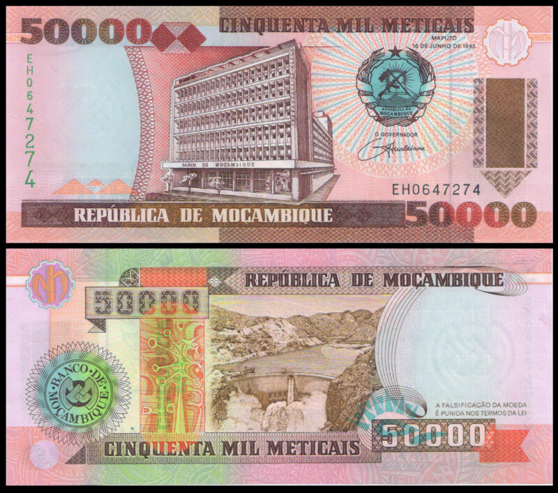 Mozambique 50000 Meticais Banknote 1993