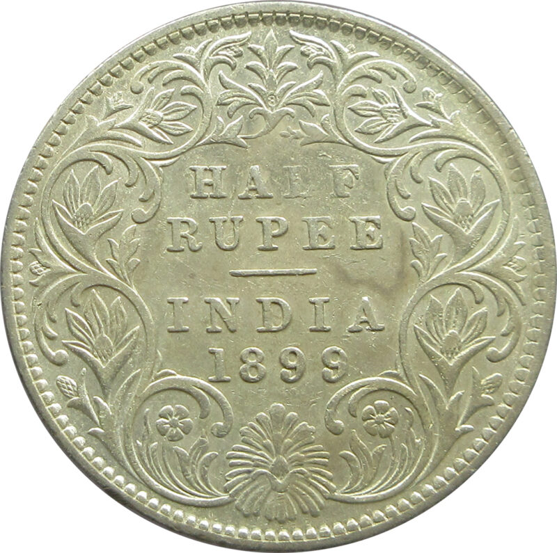 1899 Silver Half Rupee Victoria Empress Bombay Mint