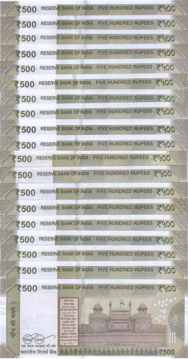 Rs 500 Fancy Number set of 19 notes from 111111-1000000 & 100000-900000 - Gem 💎 UNC - Image 2