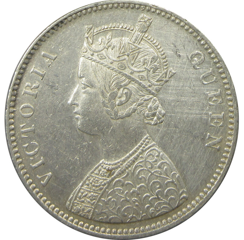 1862 6 Dots One Rupee Queen Victoria Bombay Mint GK 322 | Die Doubling in Reverse - Image 2