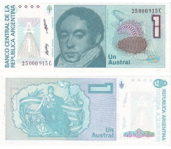 Argentina 1 Austral Banco Central de la República Argentina