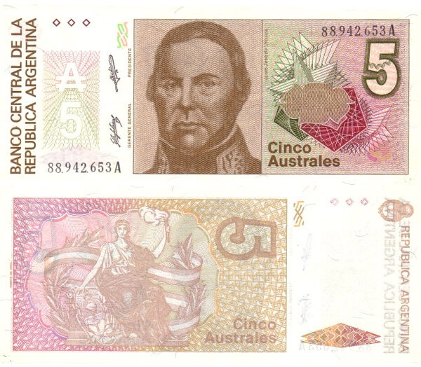Argentina 5 Australes Banco Central de la República Argentina
