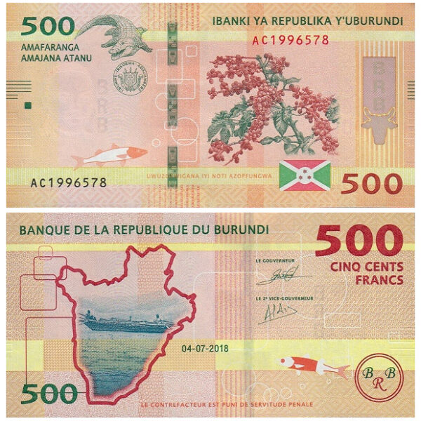 Burundi 500 Francs / Amafaranga Banknote 2018