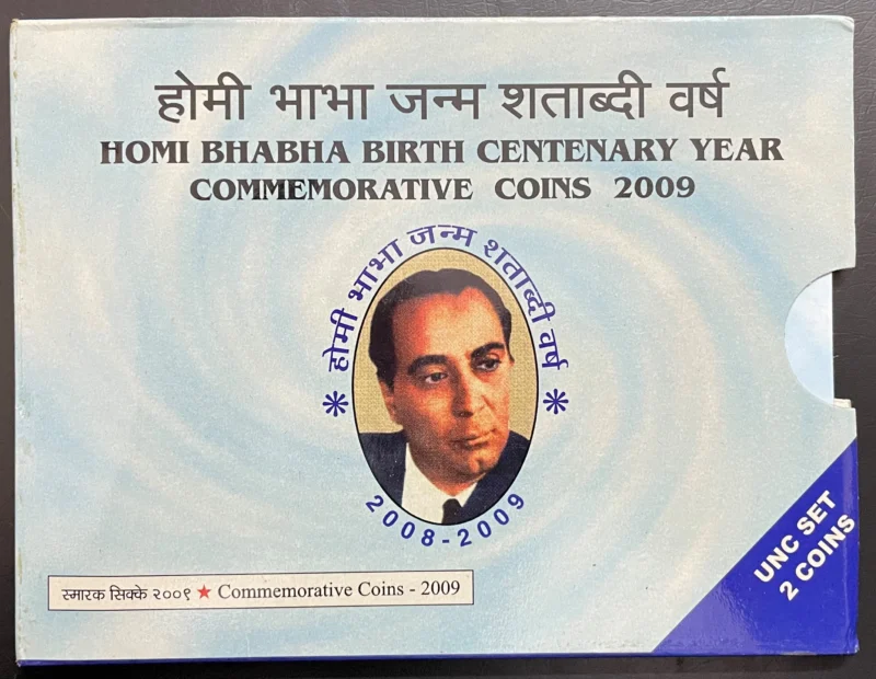 Homi Bhabha birth centenary year commemorative coins 2009 Rare