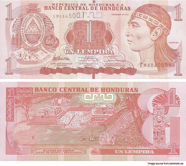 Honduras 1 Lempira 2012 Banco Central de Honduras