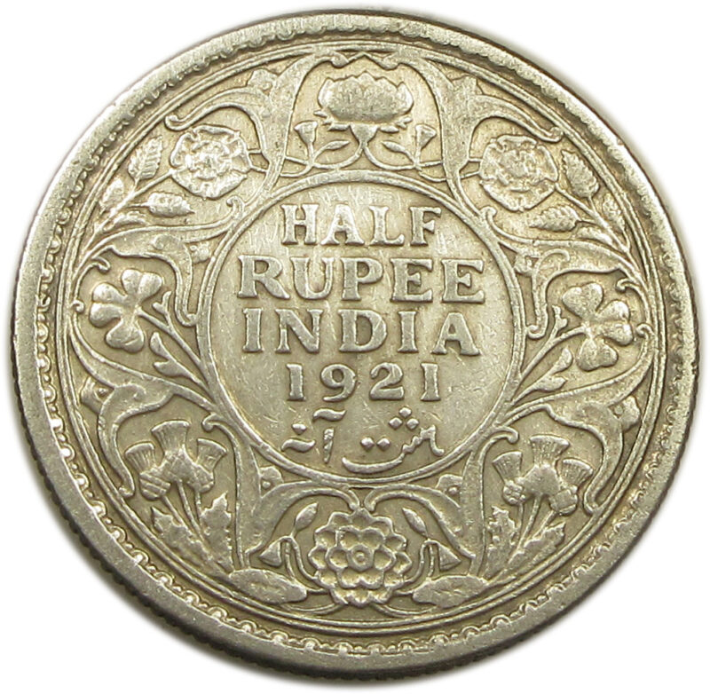 1921 Half Rupee King George V Calcutta Mint GK 1058