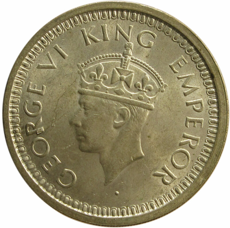 1945 One Rupee King George VI Bombay Mint UNC with Die Crack Error - Image 2