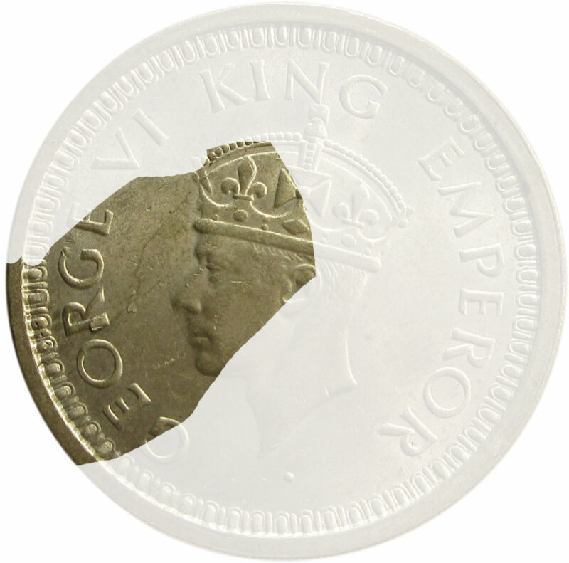 1945 One Rupee King George VI Bombay Mint UNC with Die Crack Error - Image 3