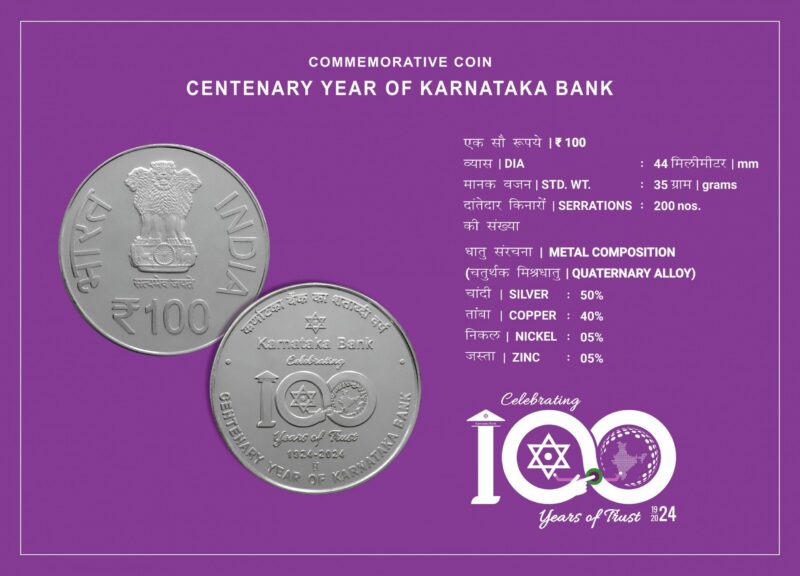 Karnataka Bank – Celebrating 100 Years of Trust | Rs. 100 Proof Coin | MDF Box - Image 4