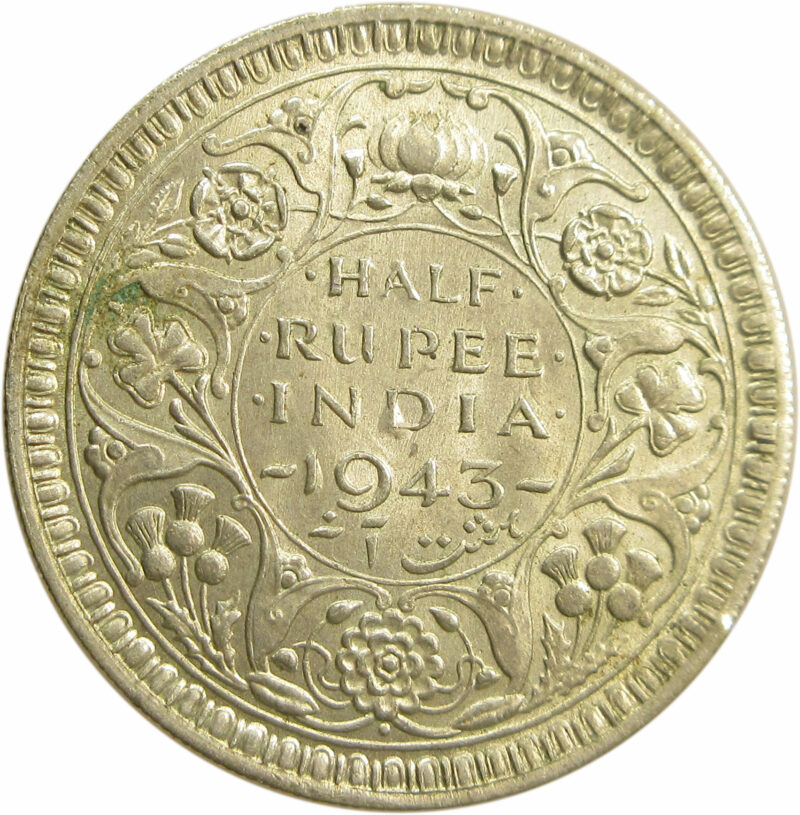 1943 Half Rupee King George VI Bombay Mint
