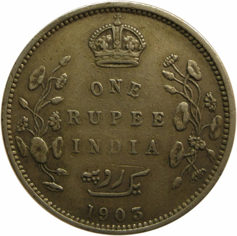 1903 One Rupee King Edward VII Bombay Mint Rare B Raised and No Dot