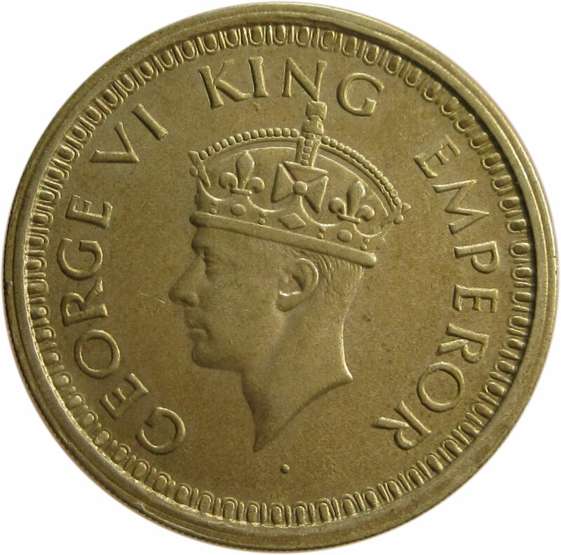 1944 One Rupee King George VI Bombay Mint Double strike at edge - Rare Find - Image 2
